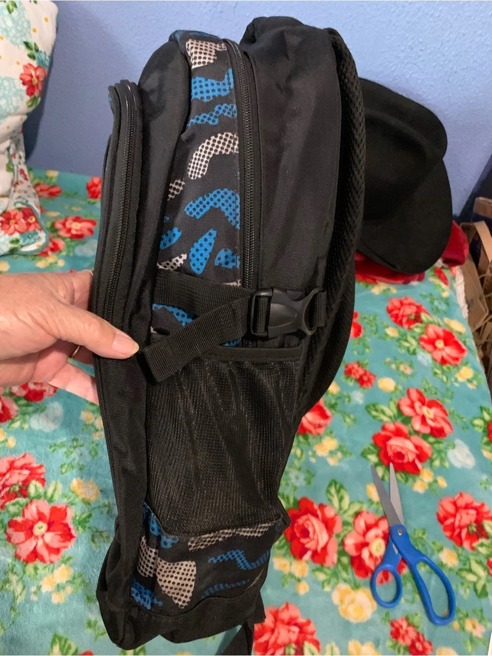 JIEBO The Best Design Sports Bag Backpack Blue Camo & Flame Graphic
